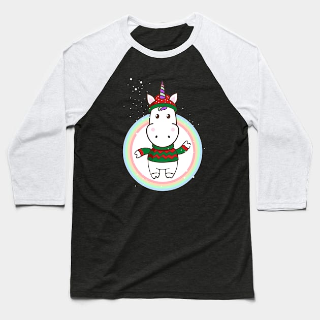 winter unicorn Baseball T-Shirt by ElWish